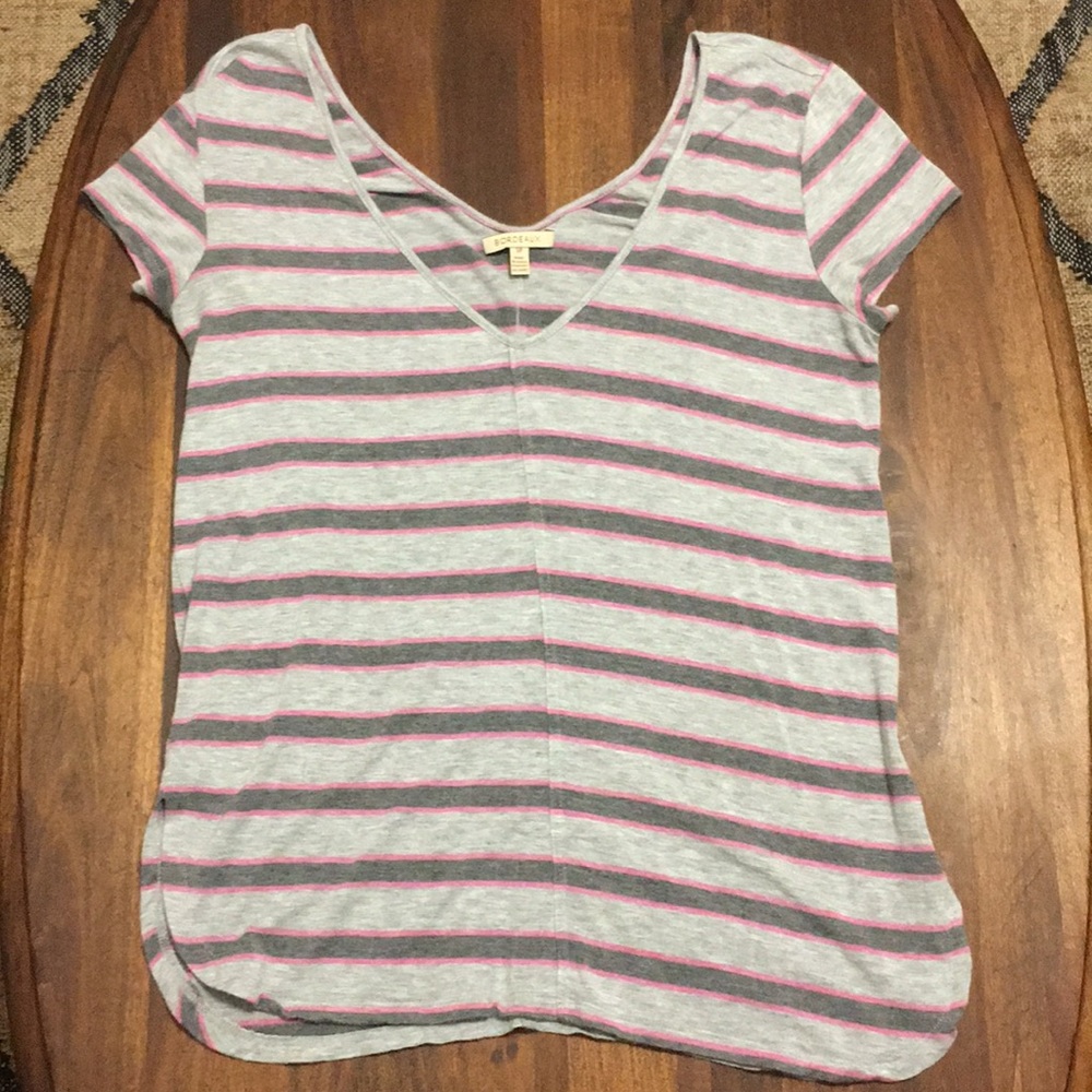 Anthropologie Striped V-Neck Tee